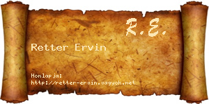 Retter Ervin névjegykártya